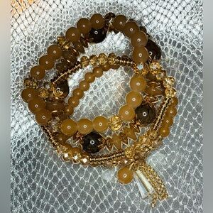 FRIENDSHIP BRACELETS 4 Strands Tan Crystal Stretchy Bracelets TAYLOR SWIFT